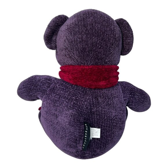 Pottery Barn Kids14" Nicholas Bear Deep Purple with Red Scarf Plush Toy Kids Fun - Picture 2 of 6